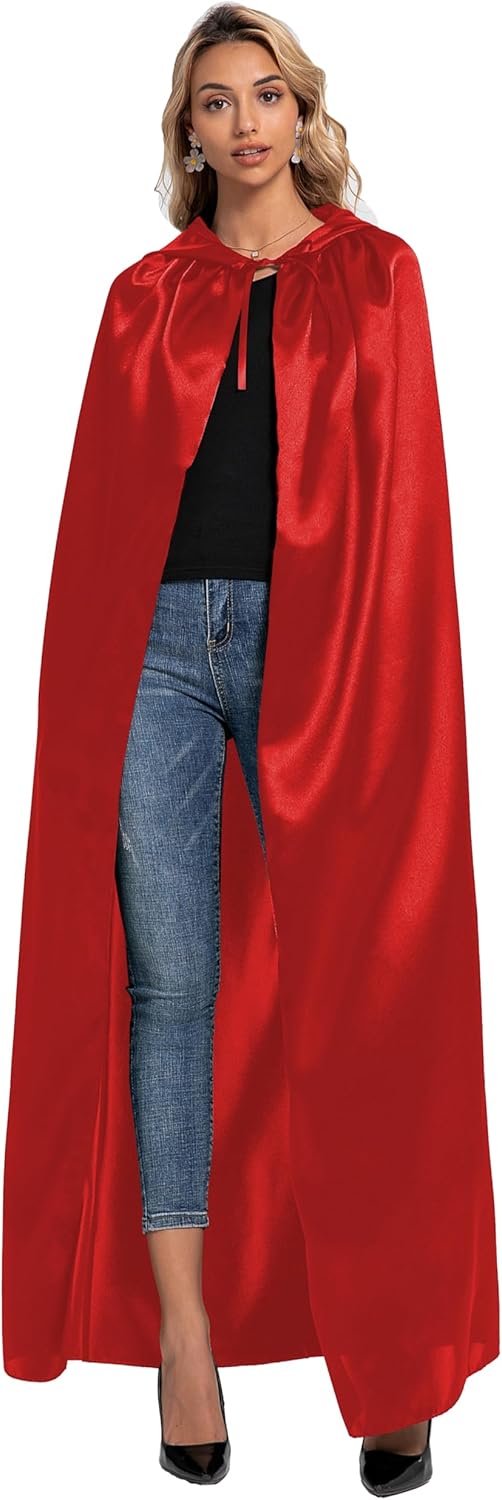 Unisex Adults Hooded Cloak, Halloween Christmas Robe Hooded Cape Witch Wizard Cosplay Costumes for Men Women - Image 2