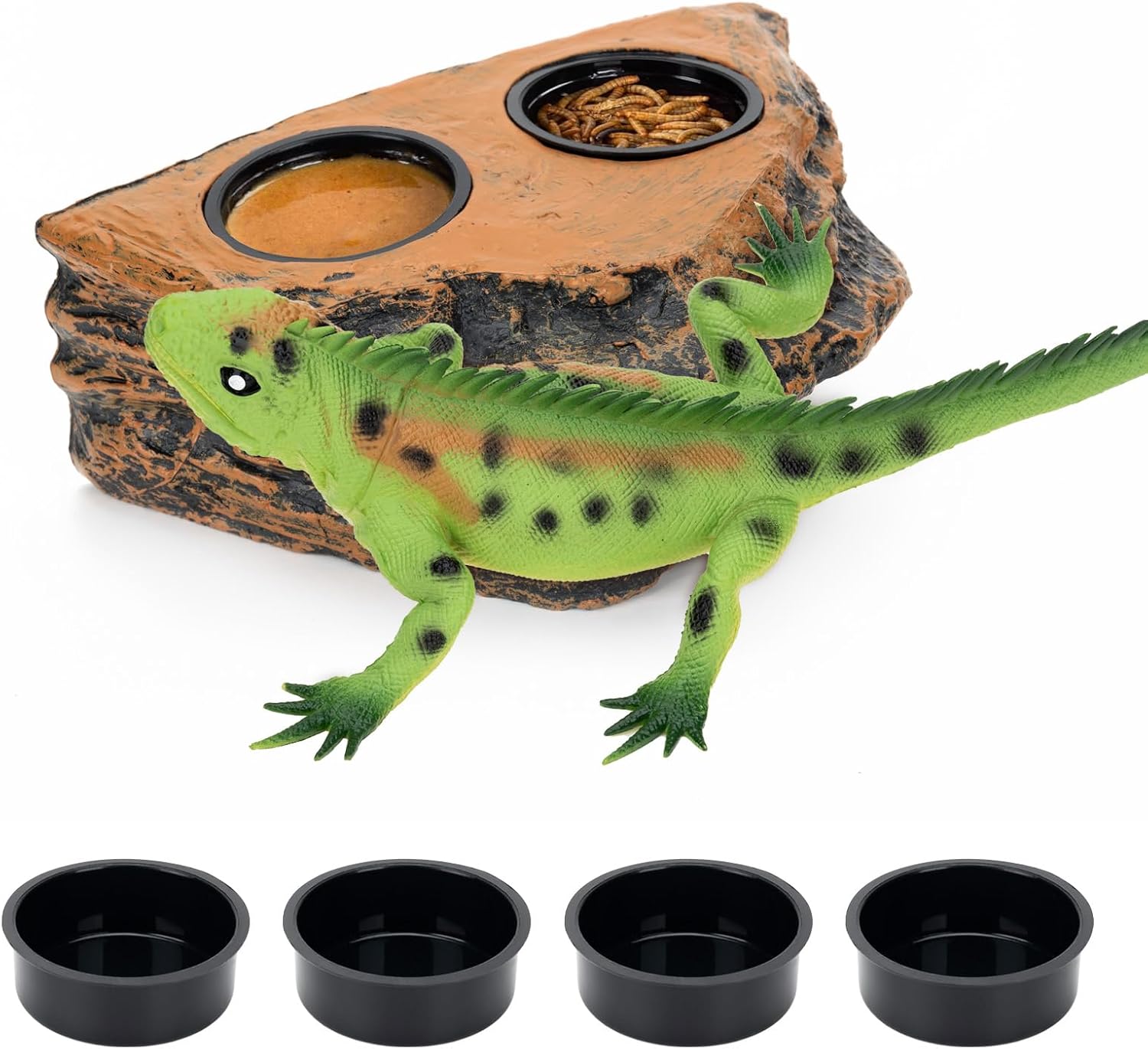 Magnetic Reptile Feeding Ledge, Multi – Purpose as Water Dish & Crested Gecko Food Dish, Ideal for Bearded Dragon, Gecko – Reptile Terrarium Tank Accessory