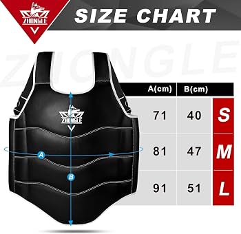 Protège-poitrine ZHONGLE Pour Boxe, MMA Et Taekwondo – Réglable, Rembourrage 47 Mm, Fermeture Scratch