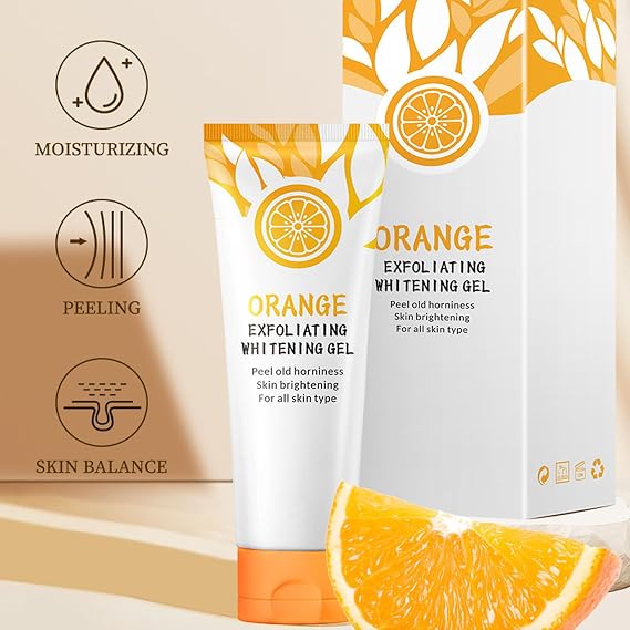 Orange Face Exfoliator Gel Vitamin C Exfoliating Scrub for Brightening, Softening & Smooth Skin
