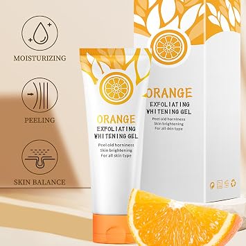 Orange Face Exfoliator Gel Vitamin C Exfoliating Scrub for Brightening, Softening & Smooth Skin