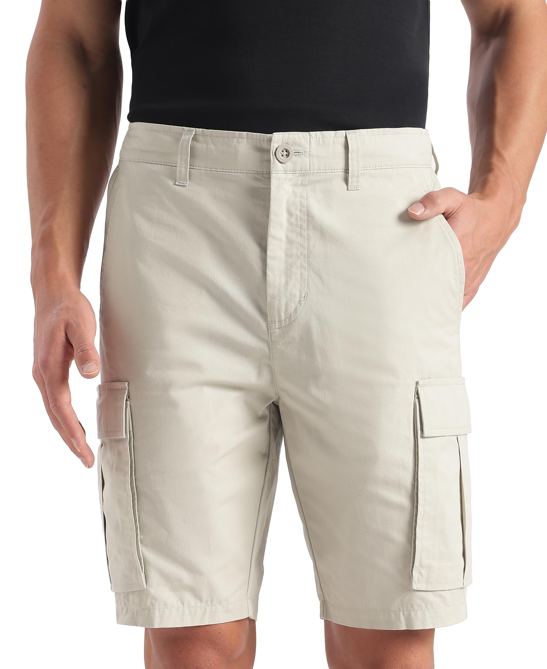 Groove MZ08 Men Super Combed Cotton Woven Straight Fit Cargo Shorts with Seven Pockets