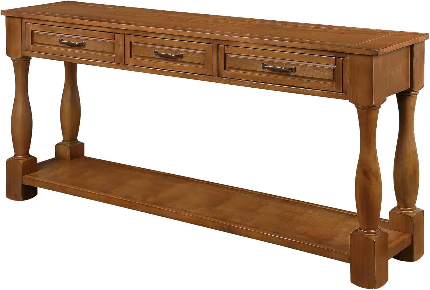 Slickblue 63inch Long Wood Console Table With 3 Drawers And 1 Bottom Shelf For Entryway Hallway Easy Assembly Extra Thick Sofa Table