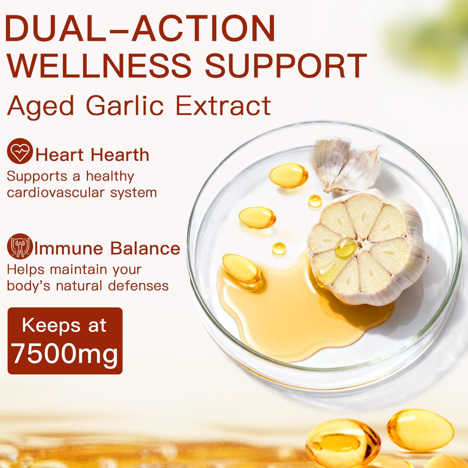 Odorless Aged Garlic Extract,7500mg Organic Garlic Capsules Supplement for Antioxidant Wellness & Immune Support,Vegetarian,Non-GMO,All-Natural-300 Count — Amazon image 7
