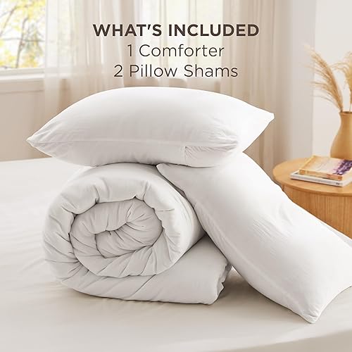 Miniatura 7 de Bedsure Edredón con 2 fundas de almohada, ropa de cama suave prelavada tamaño Queen, edredón acolchado (90 x 90 pulgadas) con diseño de trébol,