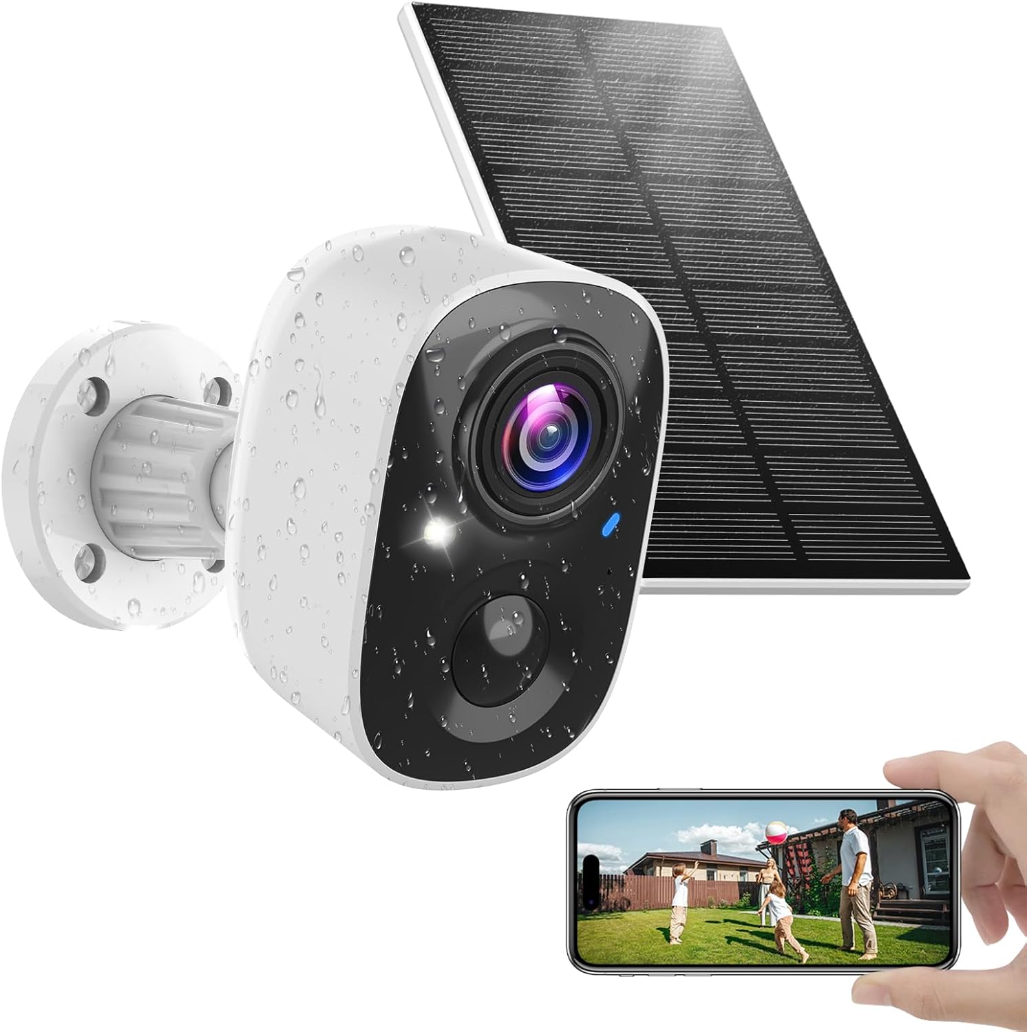 Solar Camera Outdoor Wireless, 2.4GHz Wi-Fi Security Camera with AI Motion Detection, Cameras for Home Security with 2K Color Night Vision, Two-Way Talk, IP66 Weatherproof, Cloud/SD Storage