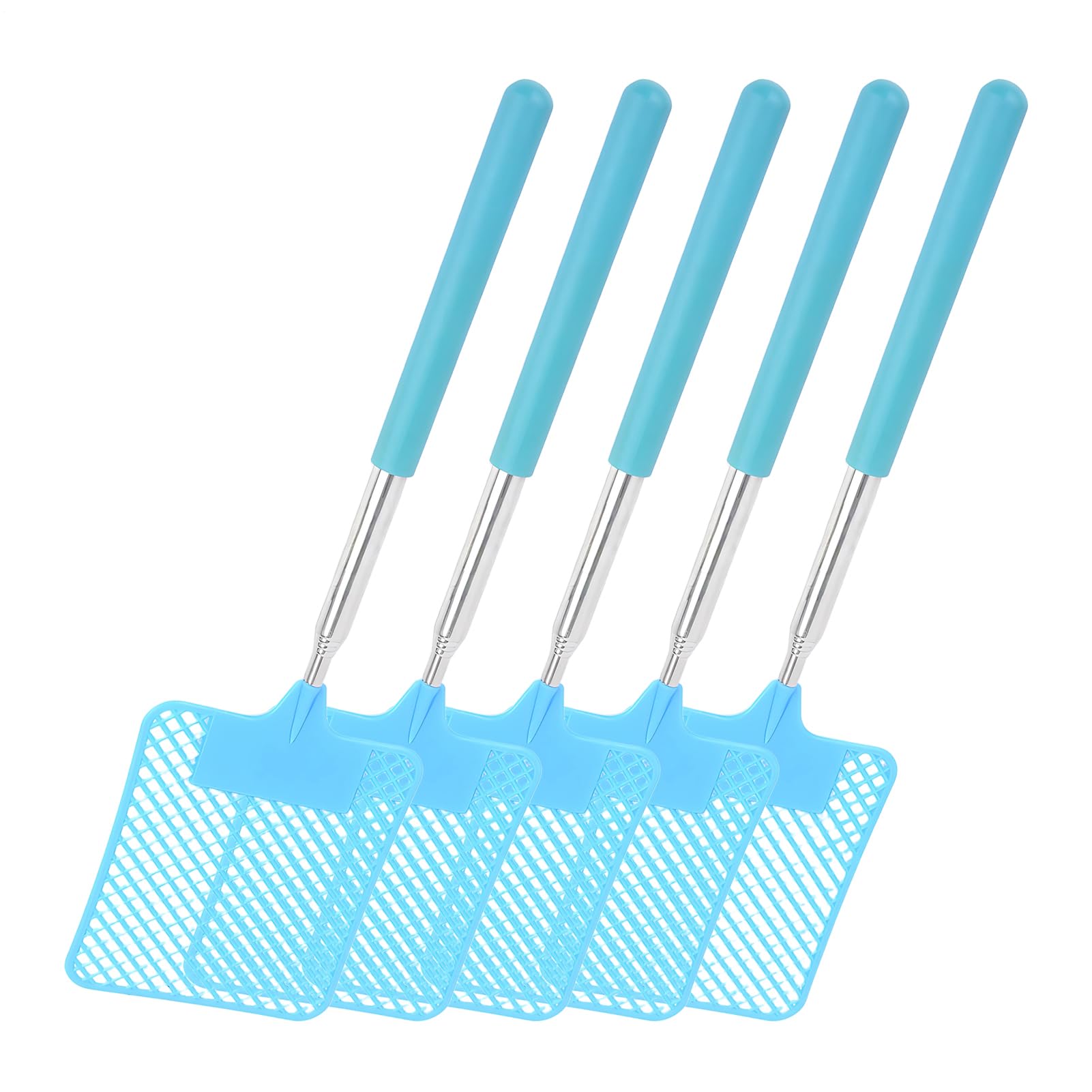 Fly Swatter - 5 Pieces Telescopic Fly Swatter for Indoors | Extendable Flyswatter Heavy Duty | Home Travel Use Handheld Racket Portable 30 Inch Reach Tool for Dining Room, Living Room