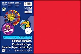 Tru-Ray® Construction Paper, 50% Recycled, 12" x 18", Festive Red, Pack Of 50