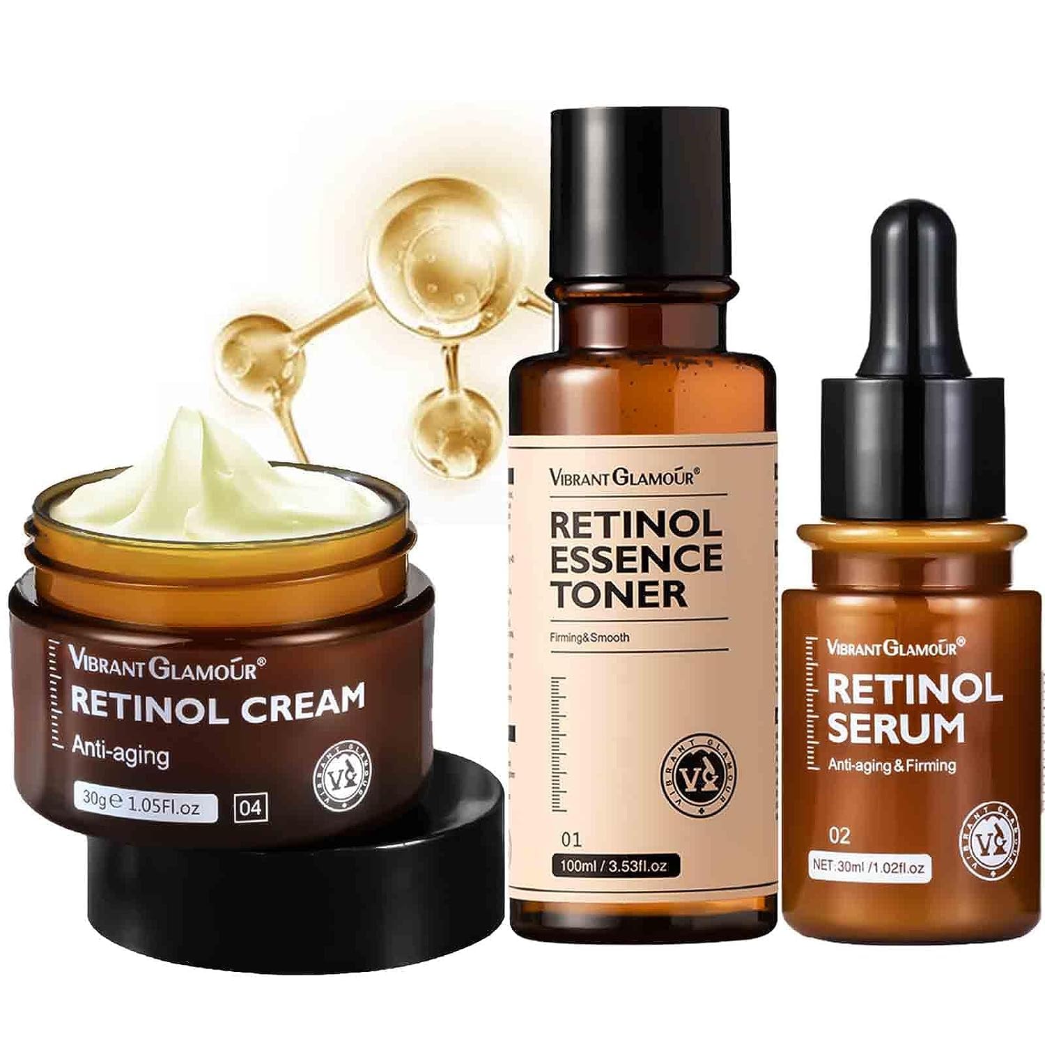 JANGOURetinol Anti Aging Face Cream & Essence, Retinol Anti Aging Wrinkle Removal Skin Firming Cream,Vibrant Glamour Retinol Cream Anti Aging, Retinol Firming & Revitalizing Cream Set