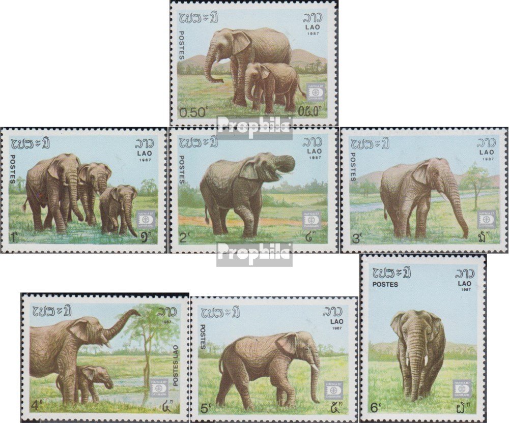 Prophila Laos Briefmarken – 1982 Elefanten Serie, 6 Marken (523-528) Postfrisch MNH, Sammlerqualität Aus Laos