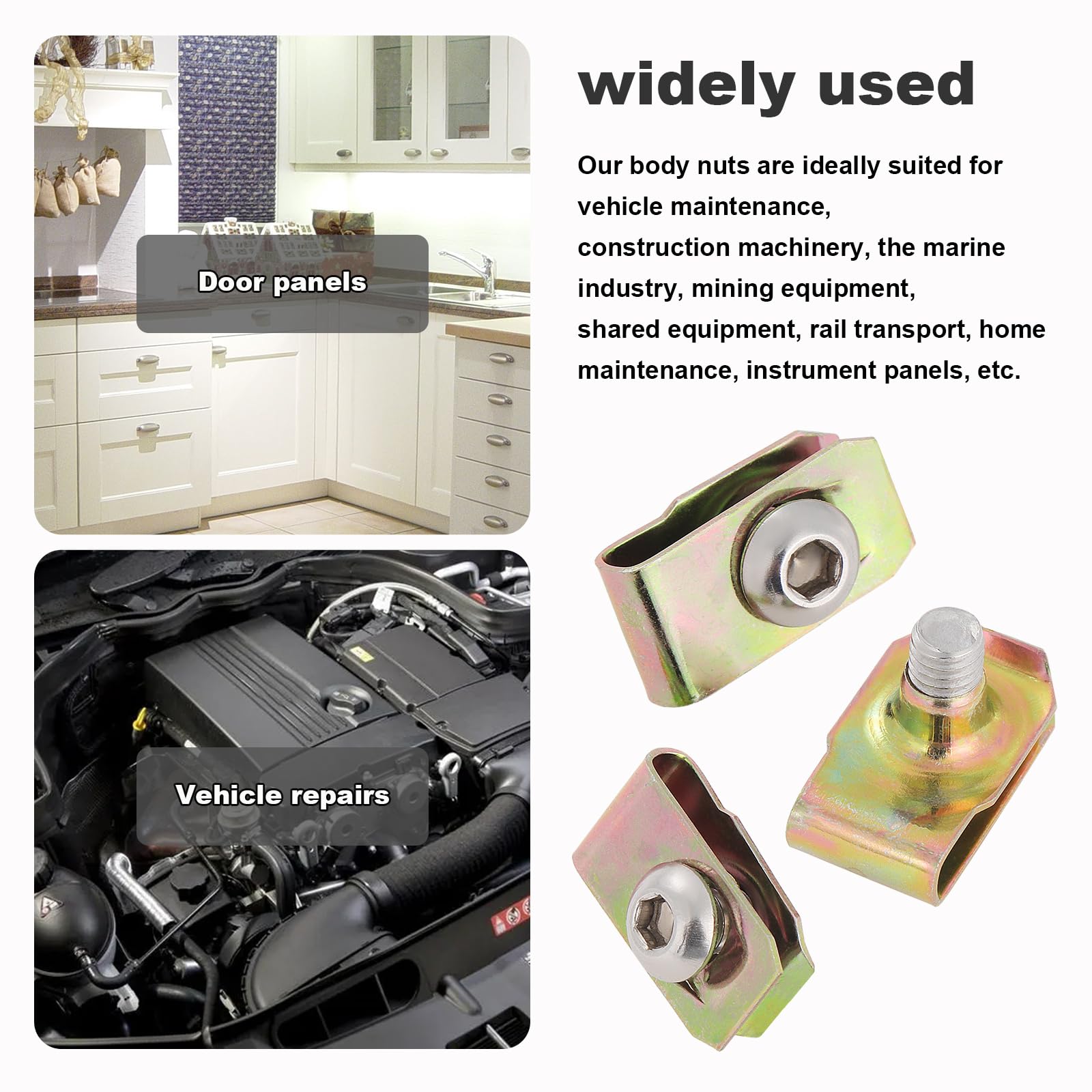 Knpwer 115 Pcs U Clips And Screws Kit,Universal Metal U-Nuts,Body Clips,U-Shaped Metal Fixing Clip, Body Screws for Car Wings - Image 3