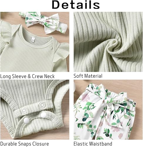 Miniatura 2 de Aalizzwell Conjunto de mameluco acanalado para bebé recién nacido prematuro para otoño e invierno