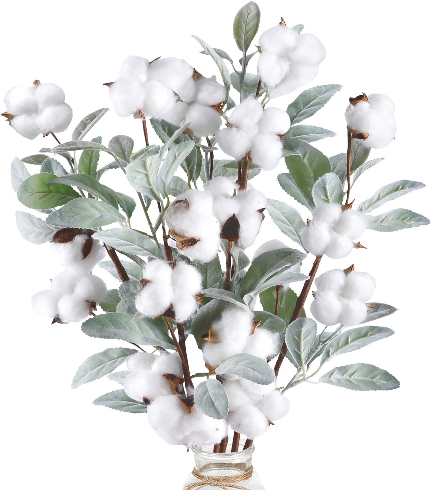 15 Pcs Artificial Frosted Lambs Ear Leaves Stems Bulk Faux Greenery Branches Plant