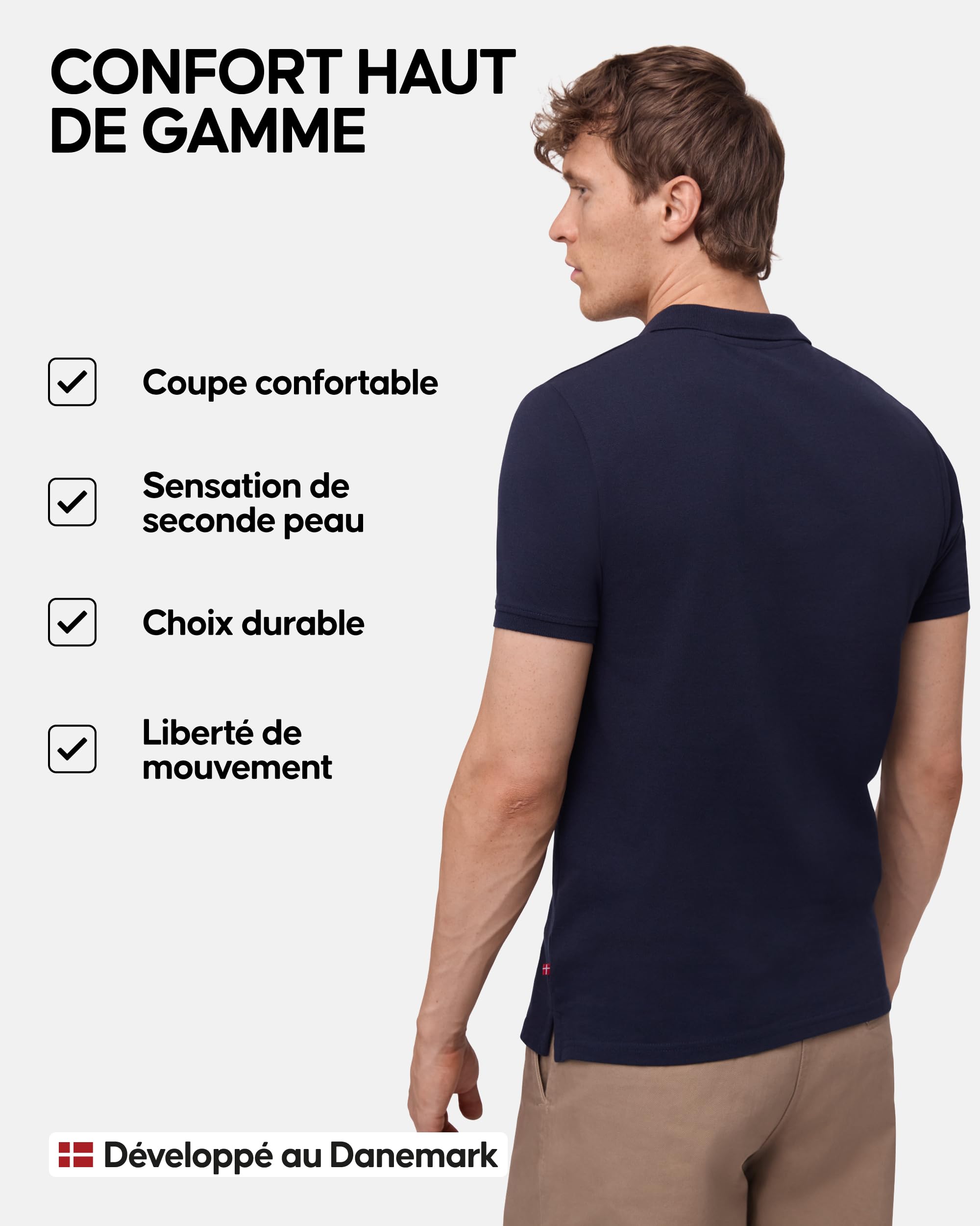 DANISH ENDURANCE Polos Homme, Coton Bio, Coupe Classique, Lot de 1 ou 2