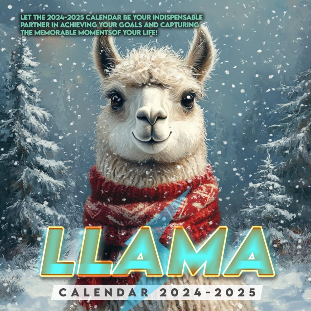 Llama Calendar 2024 2025 16 Months of The Animal from Sep 2024 to Dec