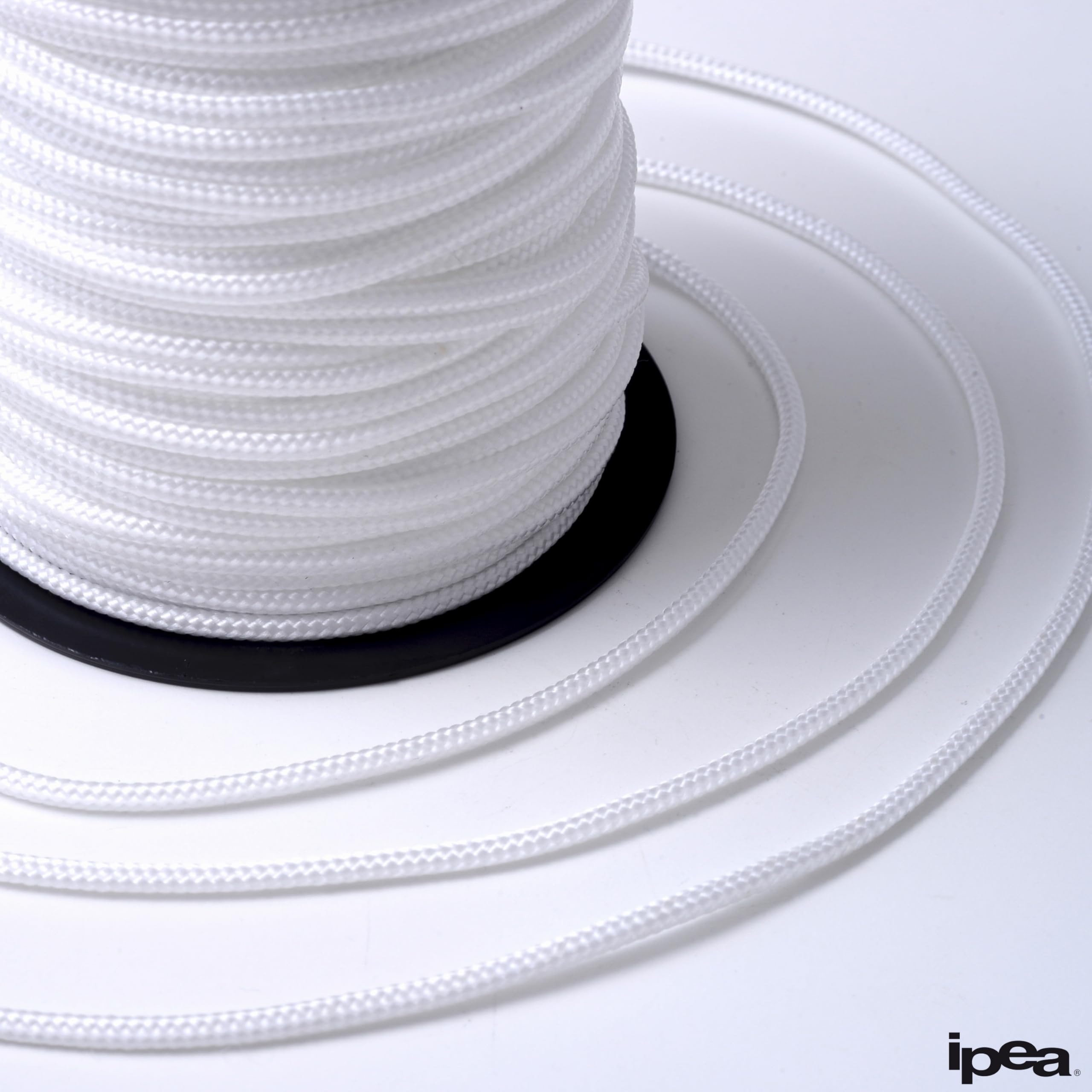 IPEA Treccia per Veneziana Bianca 3 mm in Nylon – [ 50 METRI ] – Made in Italy – Corda per Tende a Pacchetto, Mantovane, Tapparelle, Accessori, Fai Da te – Cordino Bianco Multiuso - Spessore 3 mm