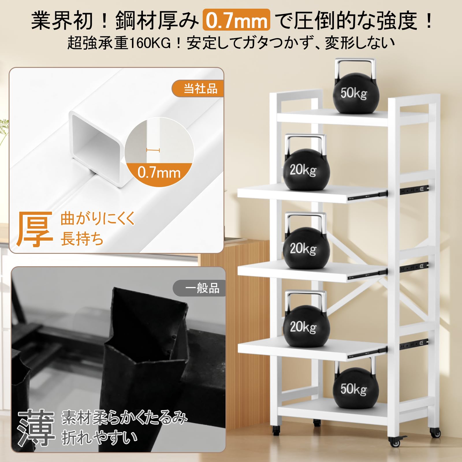 ❤科学的構造に基づいた設計で地震にも強く安心安全♪❤高耐荷重30kg❣レンジ台 Amazon.co.jp: 【業界初 超強化リニューアル】FaitLux キッチンラック