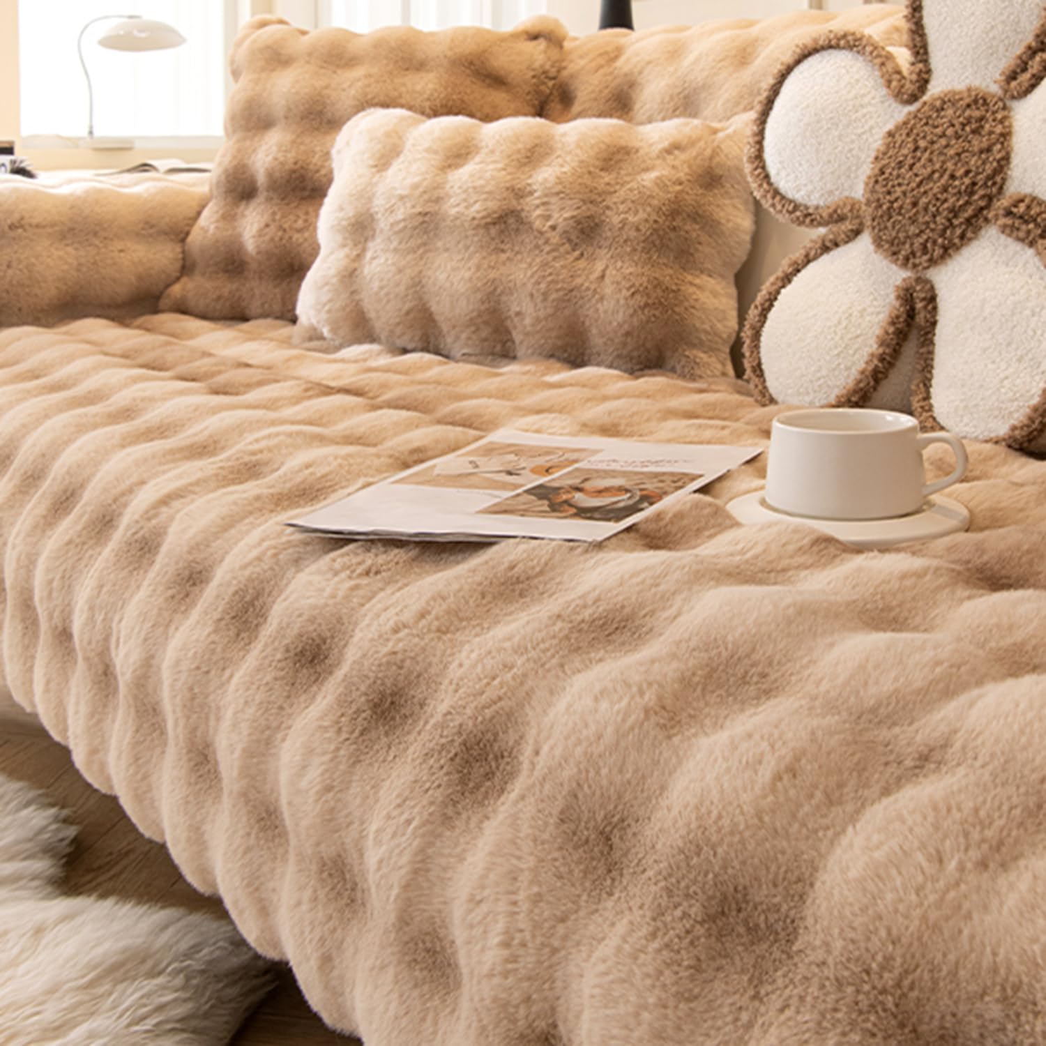 Housse de canapé en peluche lapin Cozy pour des soirées d'hiver cocooning au salon