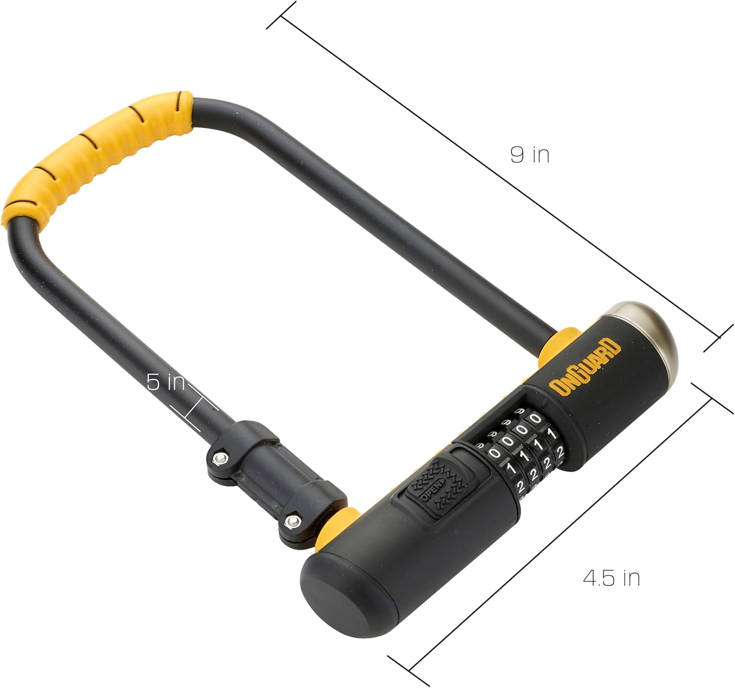 OnGuard Bulldog Combo STD U-Lock – 13 mm Hardened Steel Shackle (115 × 230 mm) – 4-Digit Resettable Combination, X2P Double Bolt Lock, Rubber-Coated Crossbar & Mount Bracket