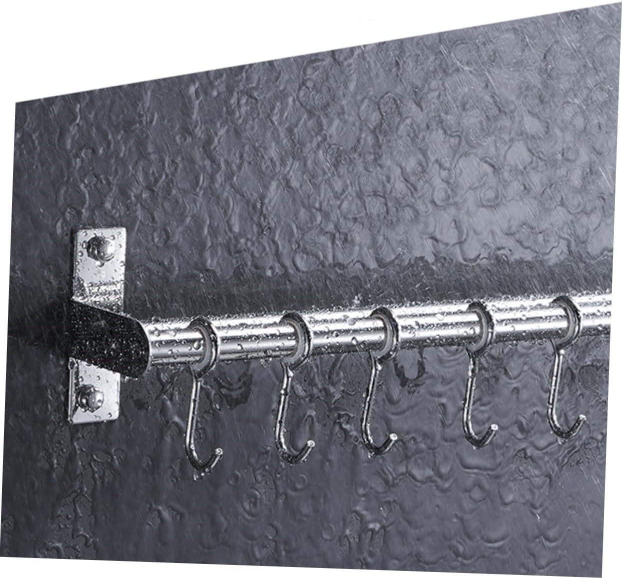 Stainless Steel No-Punch Kitchen Hanging Rack Multifunctional Wall Hanger for Organizing Cookware Towels Bags Home Kitchen Bathroom Silver