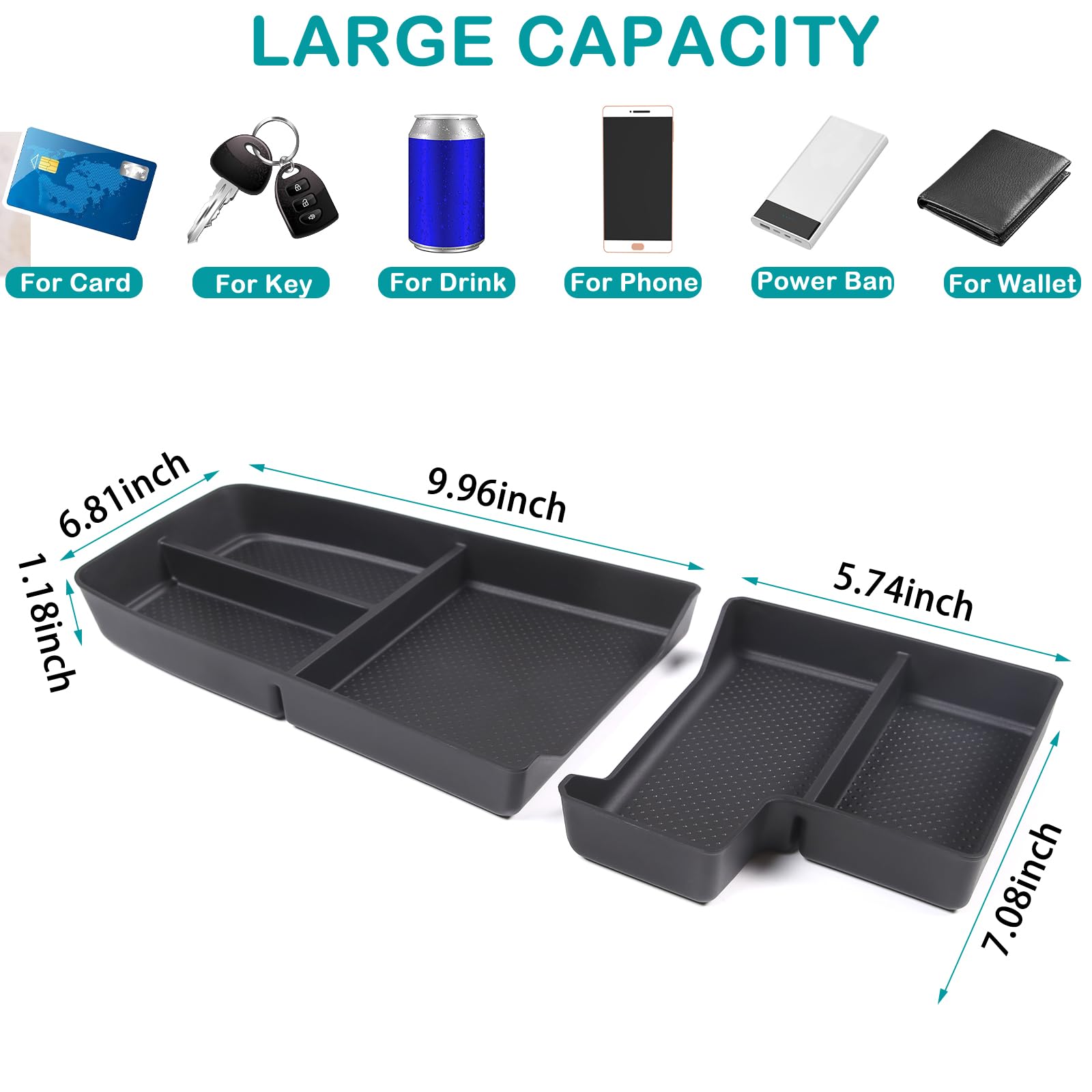 DIYUCAR For X1 U11 2023 2024 2025 LHD Lower Central Control Storage Box, Center Console Armrest Organizer Tray, Car Interior Accessories Tidying Up