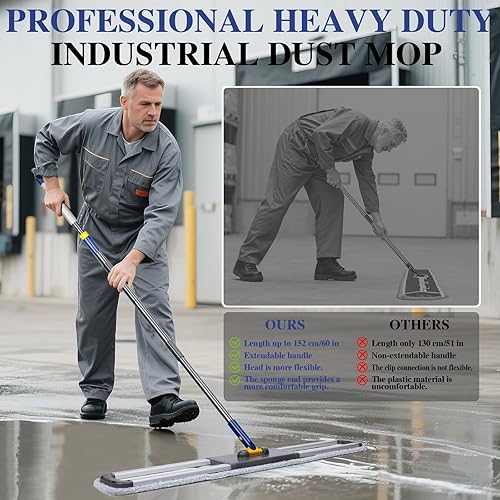 Miniatura 3 de Masthome - Trapeador comercial de 36 pulgadas para limpieza de suelos, trapeador industrial resistente con 3 almohadillas, trapeadores de microfibra