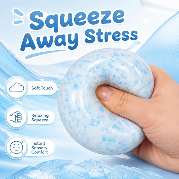Crushed Ice Squishy Stress Ball, Soft Crunchy Sensory Fidget Toy