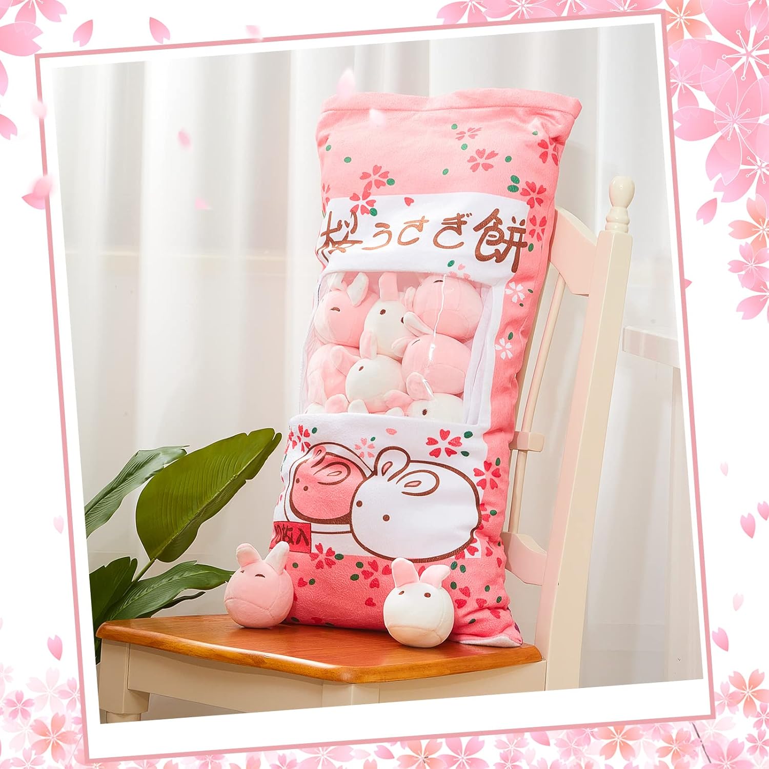 Juexica Cute Bunny Plush Pillow Kawaii Stuffed Animal Pink Soft Rabbit Throw Pillow Removable Animal Toys Gifts for Room Decorations