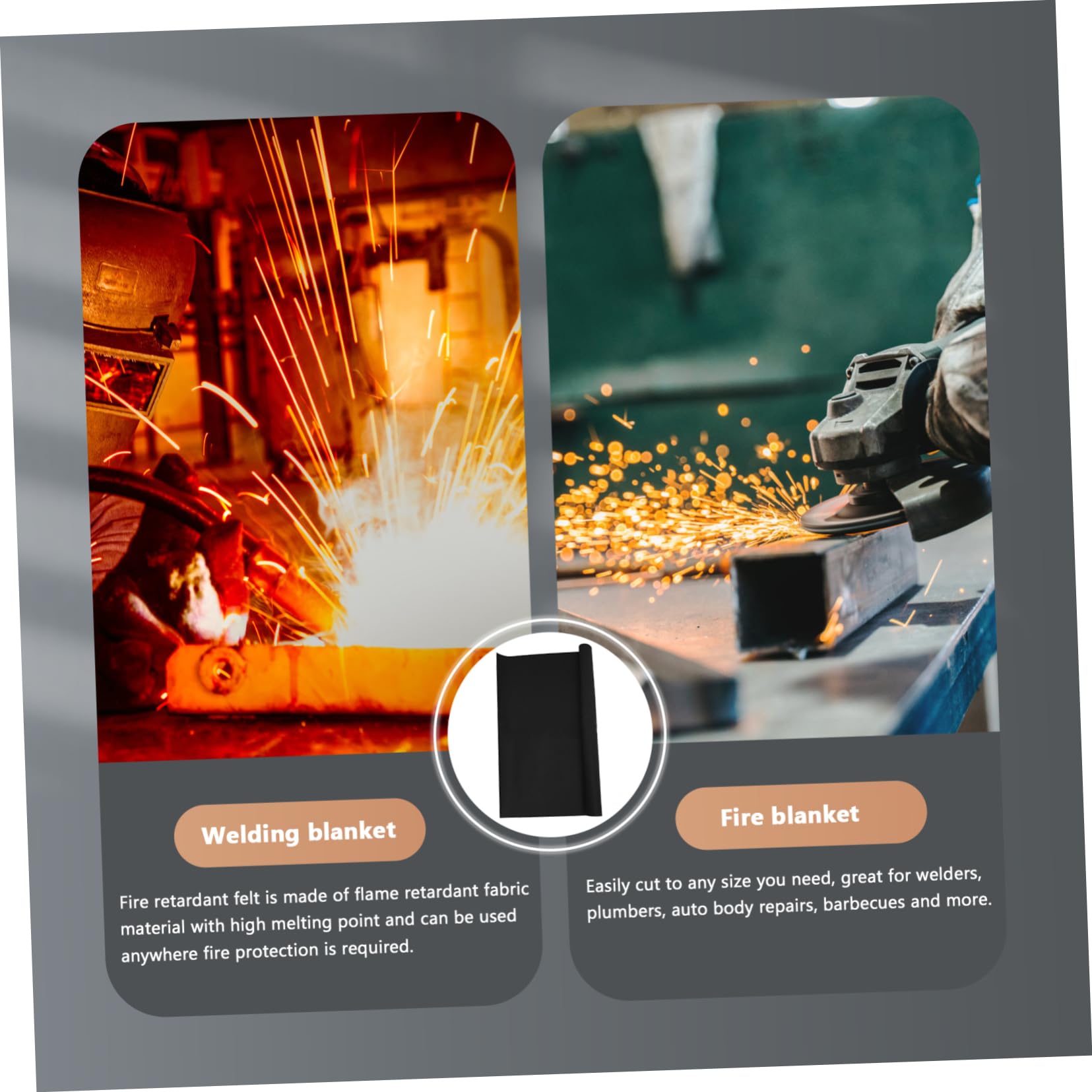 SEWACC Heat Resistant Material Fireproof Hearth Rug Cuttable Fire Blanket for Welding