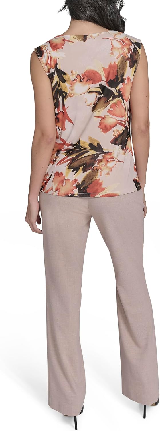 Calvin Klein Womens Drape Neck Sleeveless Knit Top - Image 4