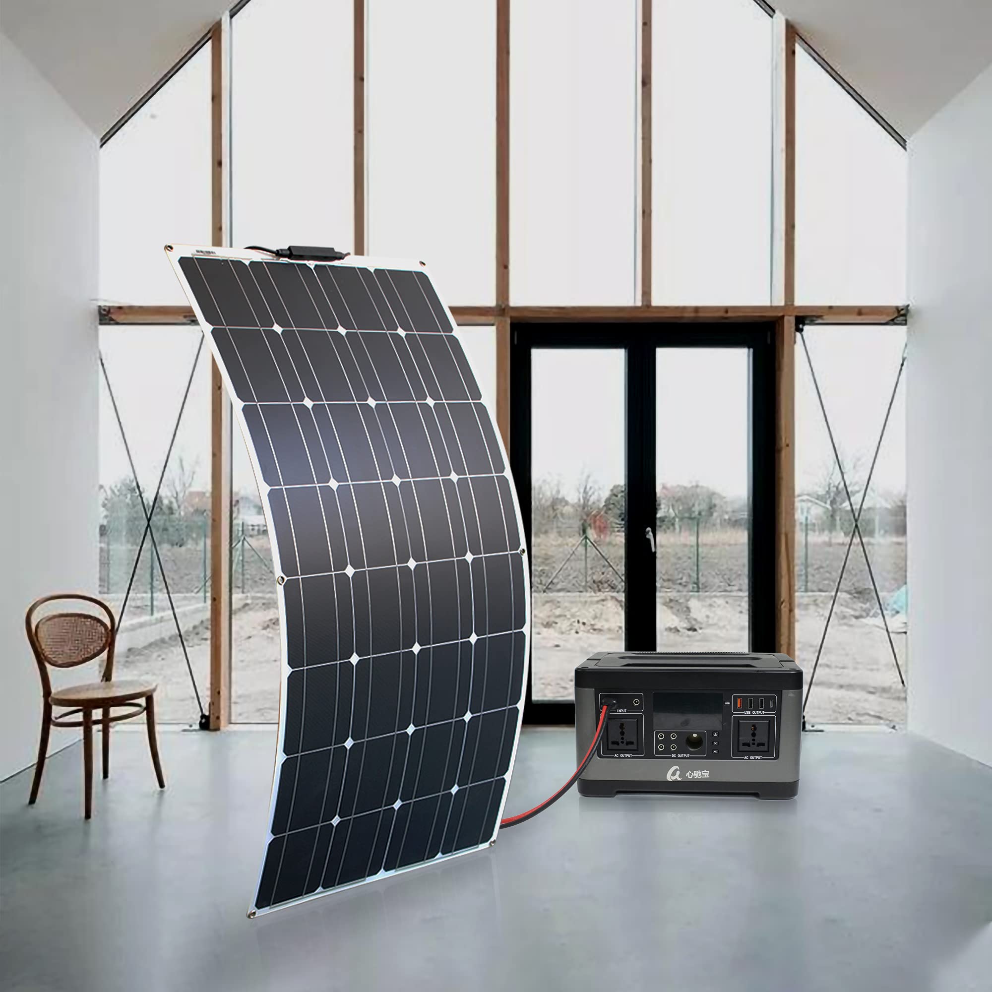 100W Flessibile Pannello Solare Kit Monocristallino carica Solare con controller 10A, uscita USB per caricare batterie 12V 24V(GEL AGM) per camper, roulotte, barche, tetti