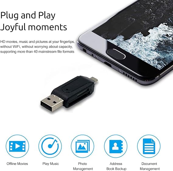 3 Pack SD Card Reader for Android and PC, Micro SD Card to USB Adapter, USB-C and USB Dual Plug OTG Card Reader for Camera Memory Card Reader for Mobile Phone Tablets (Black)