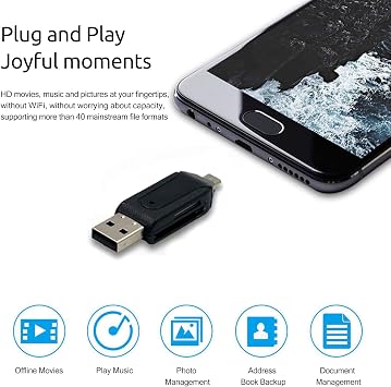 3 Pack SD Card Reader for Android and PC, Micro SD Card to USB Adapter, USB-C and USB Dual Plug OTG Card Reader for Camera Memory Card Reader for Mobile Phone Tablets (Black)