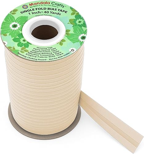 Miniatura 56 de Mandala Crafts Cinta al bies de un solo pliegue de 5/8 pulgadas para coser, acolchar, tuberías, dobladillo, manta y encuadernación de colcha, cinta