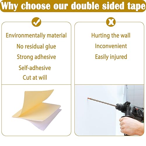 Miniatura 5 de SEUNGCH 200 cintas adhesivas de doble cara, almohadillas autoadhesivas adhesivas, adhesivo de montaje fuerte para paredes, puertas, madera, metales,