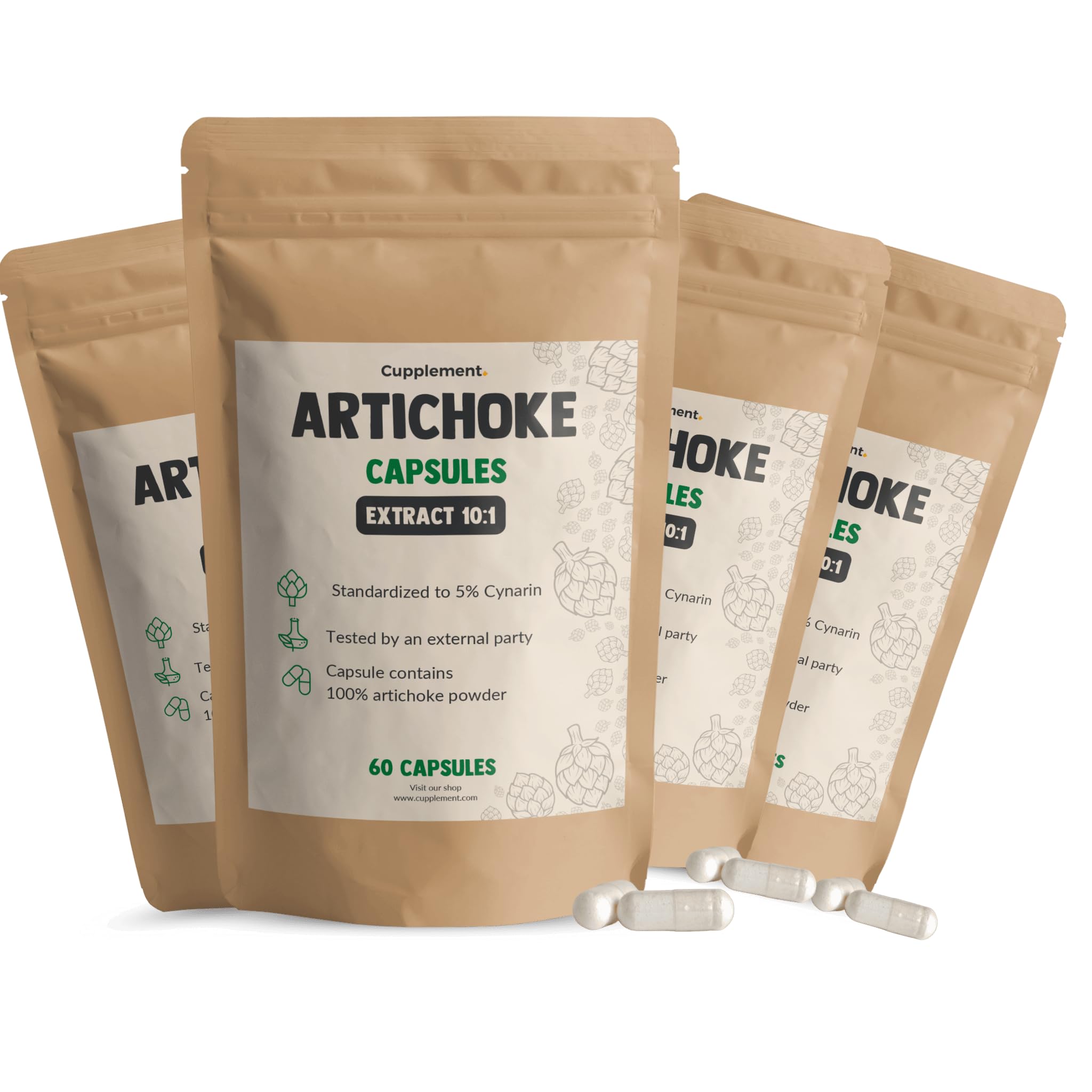 Artischocken Extrakt Kapseln 500 mg Kombideal 4x 60 Capsules - Artischocke - Darmgesundheit & Leberreinigung - Abnehmtabletten - Cynarin - Vegan - Ohne Zusatzstoffe - Laborgeprüft - 60 Tage