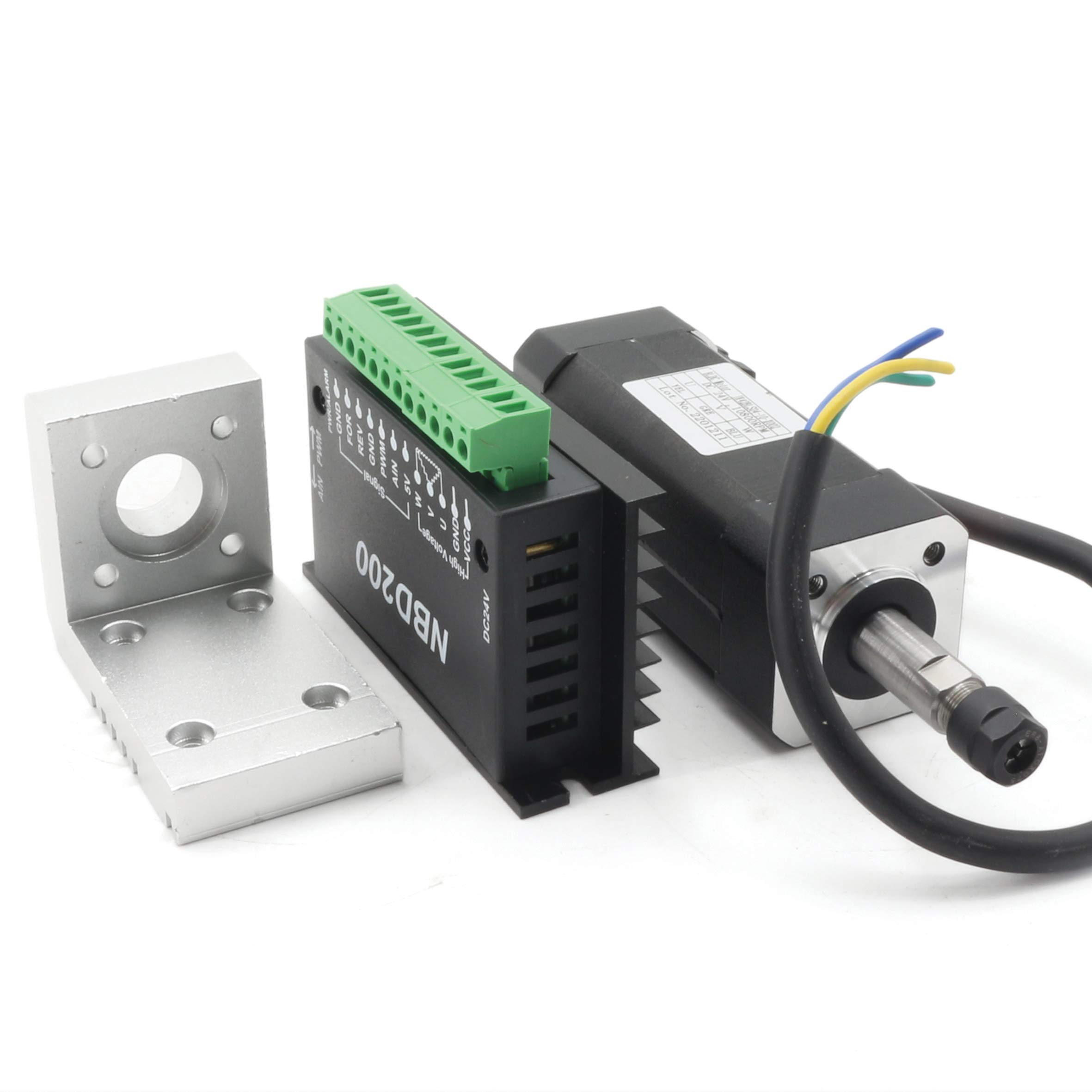104W ER8 Square Brushless Air Cooled Spindle Motor 10800rpm & NBD200 24V Brushless Driver Without Ha