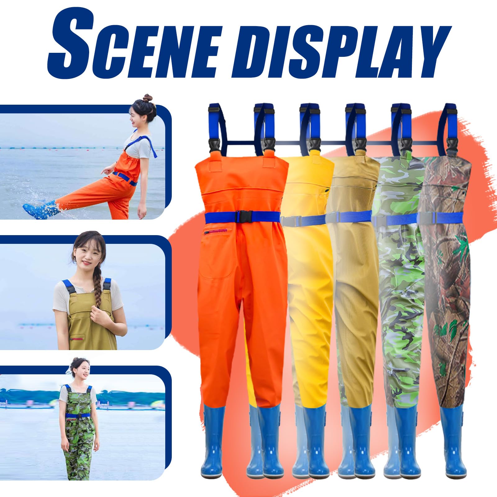 Pêche Waders Cuissardes,Waders de Poitrine de Chasses Femmes,Waders de Poitrine Imperméable,Bootfoot Waders,avec Bottes Antidérapantes,Respirantes,Pour Pêche à la Mouche,Agriculture