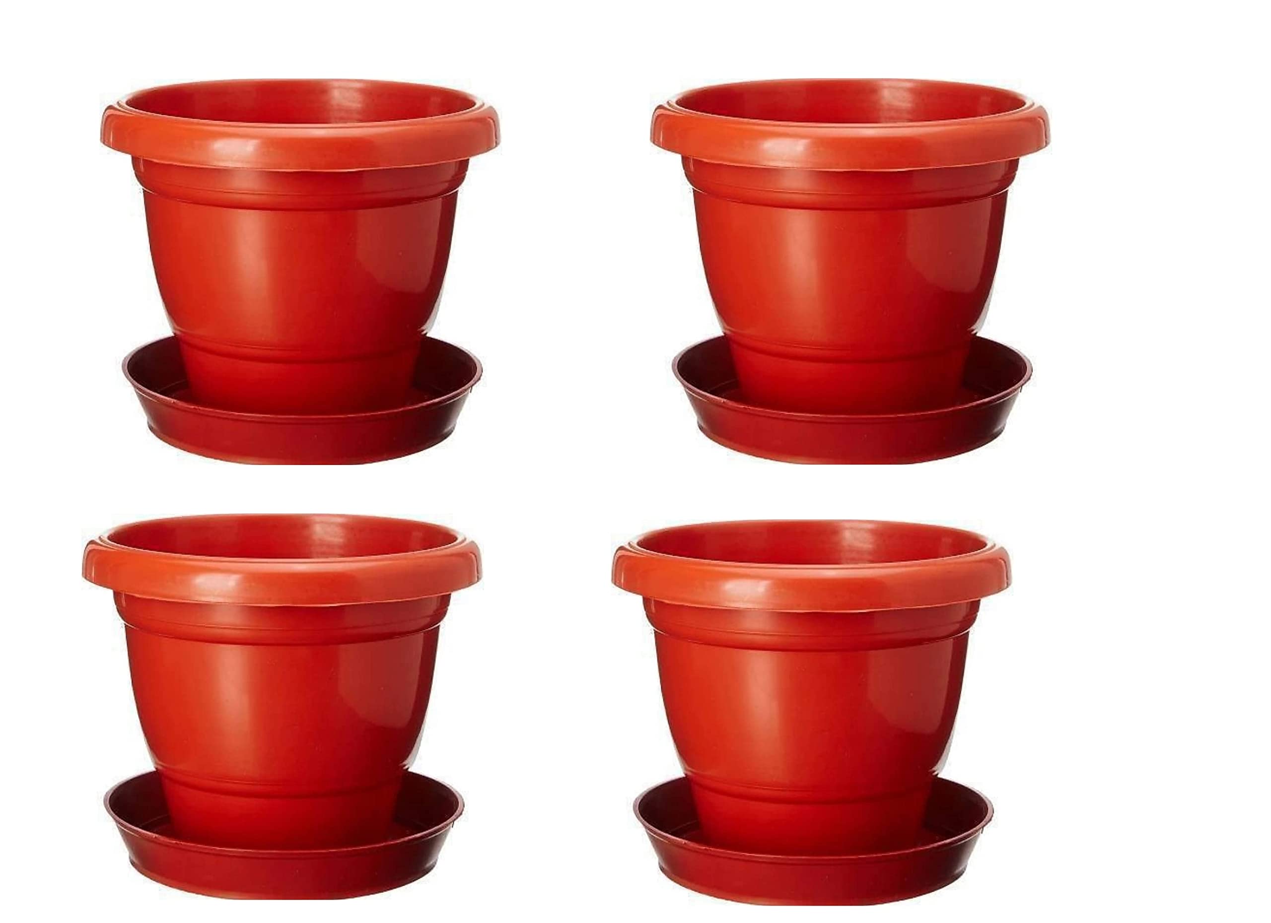 SANDHAYA Plastic 8 Inch Round Flower Pot and Plant Container Pack of 4 with Plates Brown Color (B08W33DS3N) Amazon Price History, Amazon Price Tracker