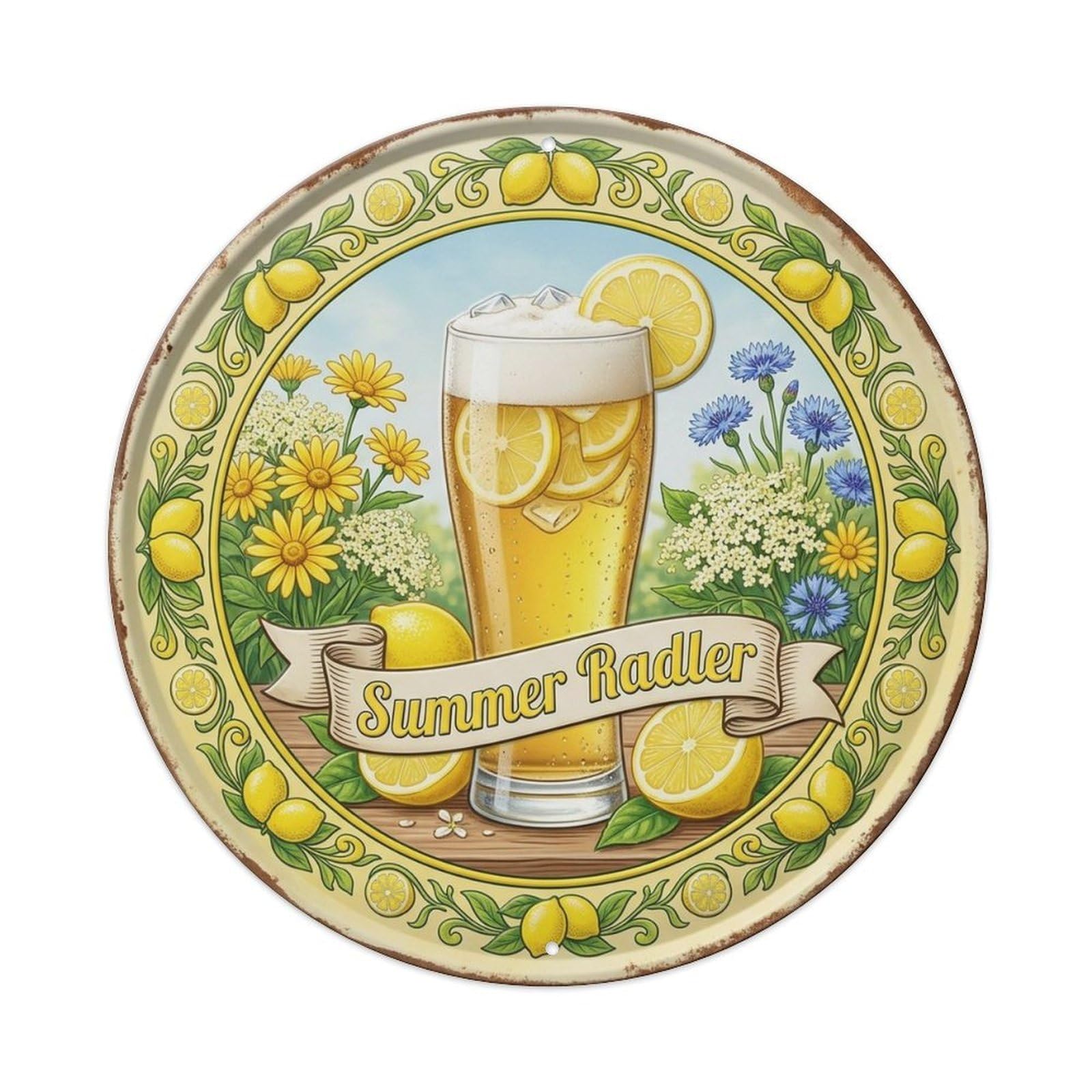 Radler Lemon Beer Pub Brewery German Classic Keg Tap Metal Tin Sign