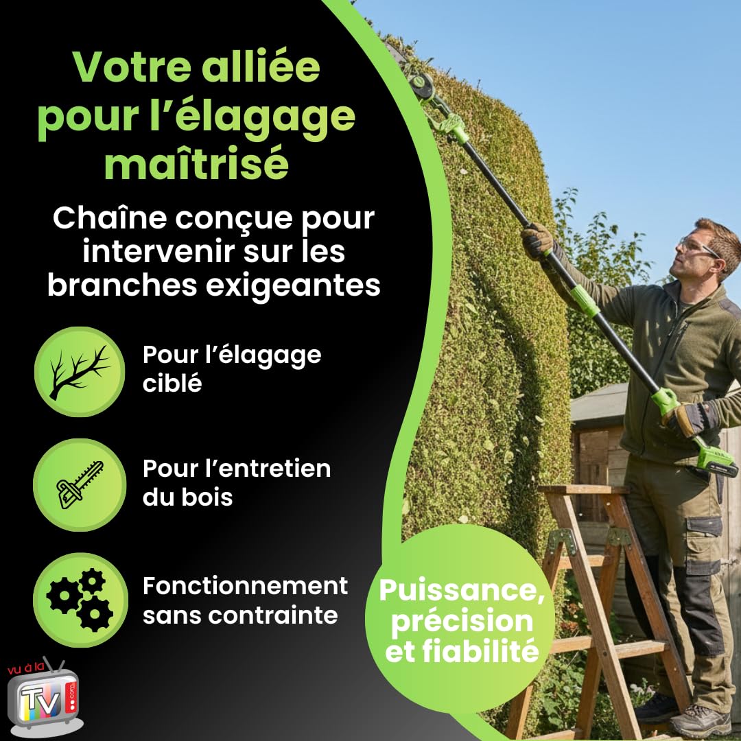 VENTEO - Chaine tronconneuse x2 | Huile Chaine Tronçonneuse Compatible | Accessoire Coupe Bois Professionnel | Remplacement Elagage Entretien Mécanique | Usage Jardin Bricolage avec Précision