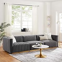 Vista 199 de Modway Conjure - Sofá seccional tapizado de terciopelo de alto rendimiento, con canal, silla sin brazos en negro y gris