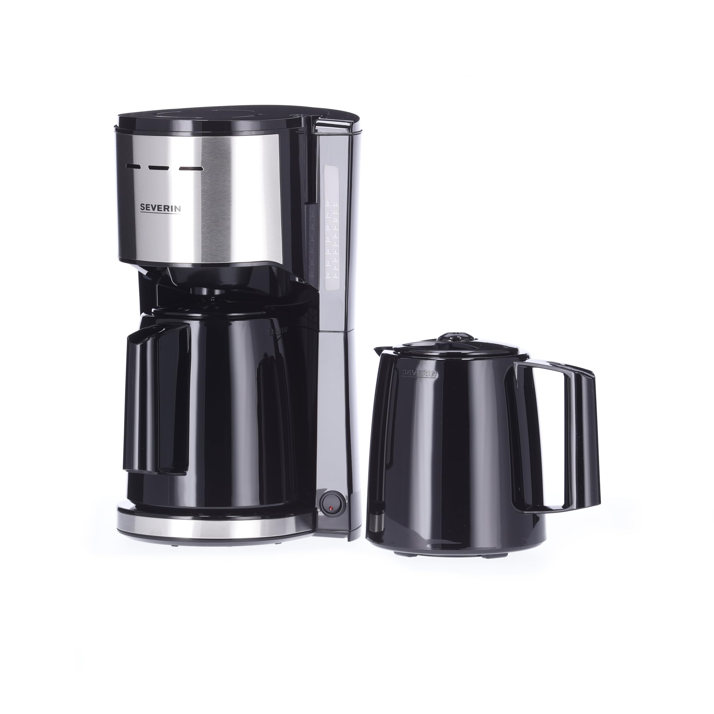 SEVERIN Filterkaffeemaschine mit 2 Thermokannen, Kaffeemaschine für bis zu 8 Tassen je Kanne, Filtermaschine mit 2 Isolierkannen, schwarz, KA 9308