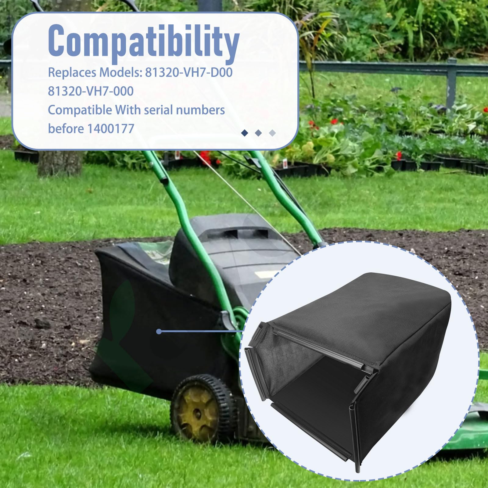 Bolsa para cortacésped 81320-VH7-D00 compatible con Hon - da HRX217 K1-K6 HMAA HXAA HYAA HZAA VKAA No incluye marco】 Sustituye a 81320-VH7-000
