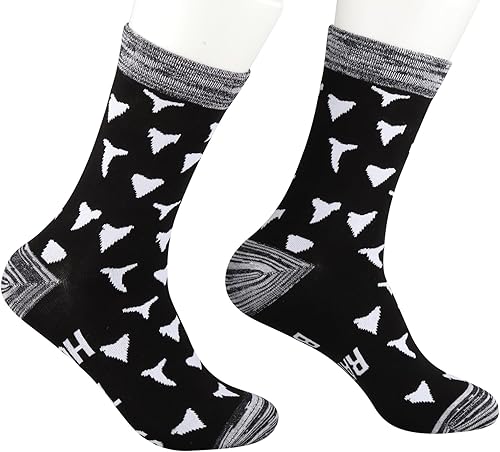 Miniatura 5 de G2TUP 2 pares de calcetines de caza de dientes de tiburón, regalo de caza de dientes de tiburón, calcetines de regalo para amantes de tiburones,