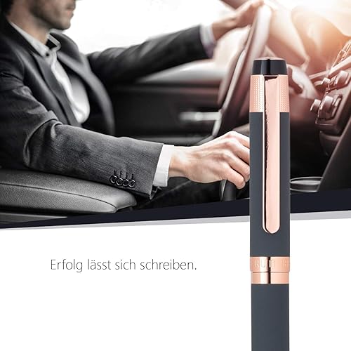 Miniatura 2 de Cerruti 1881 Bolígrafo "THAMES" | Acero inoxidable con laca de goma gris y chapado en oro | Tinta azul | Caja de regalo