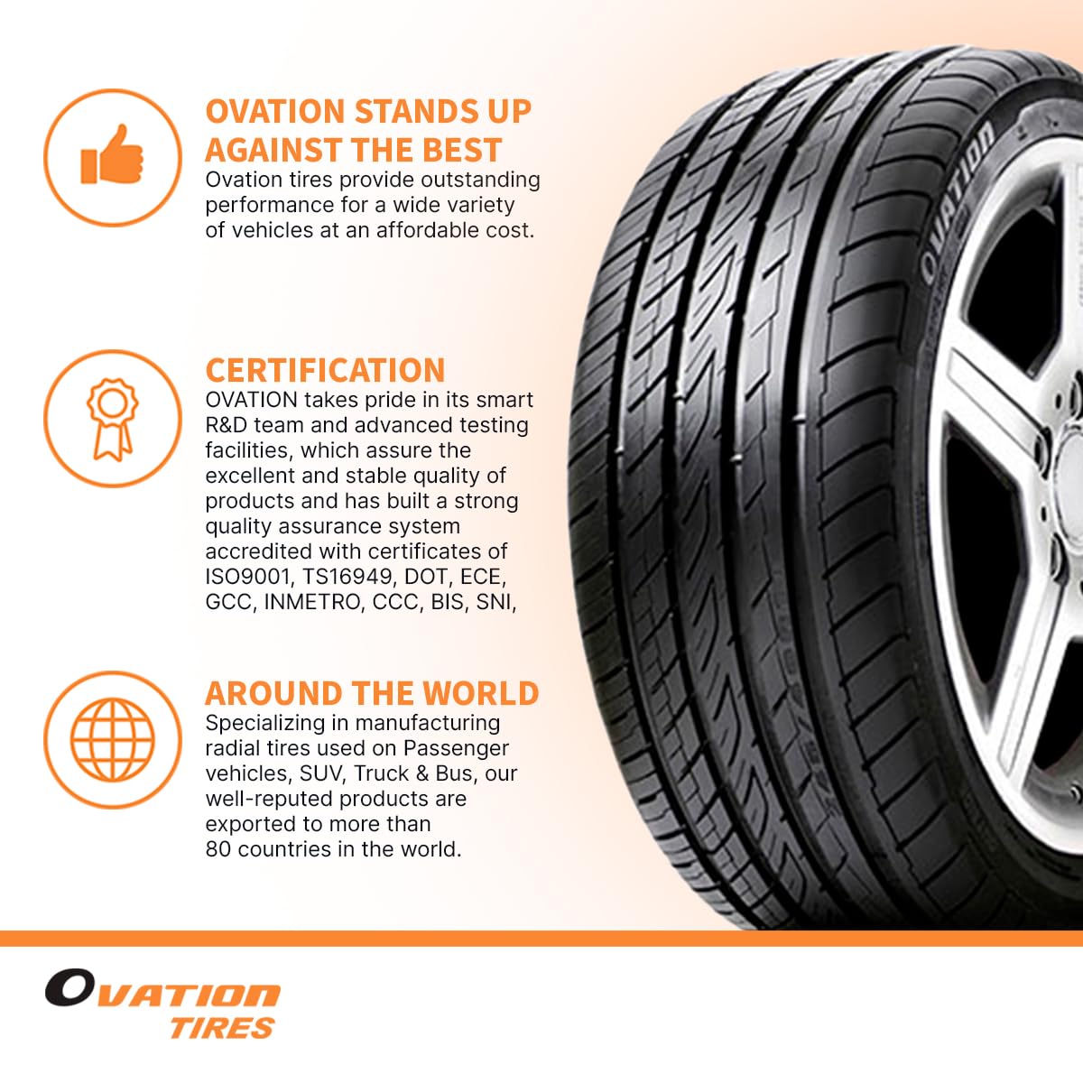 Ovation Tire VI-388 245/45R19 XL 102W High-Performance Tire