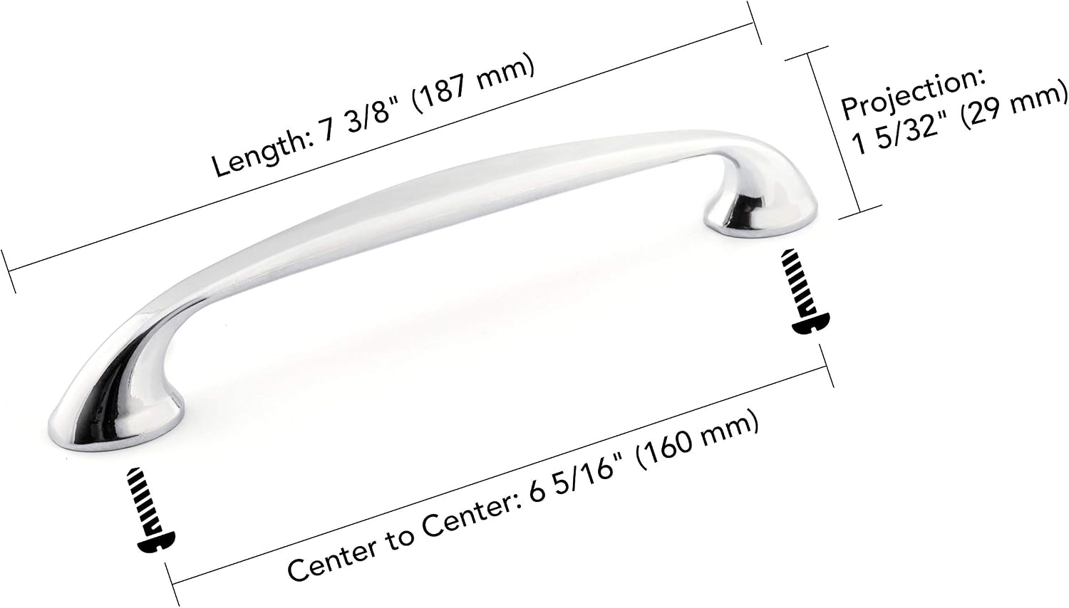 Richelieu | Montréal 6 5/16-inch (160 mm) Chrome Arched Cabinet Pull Handle image 2