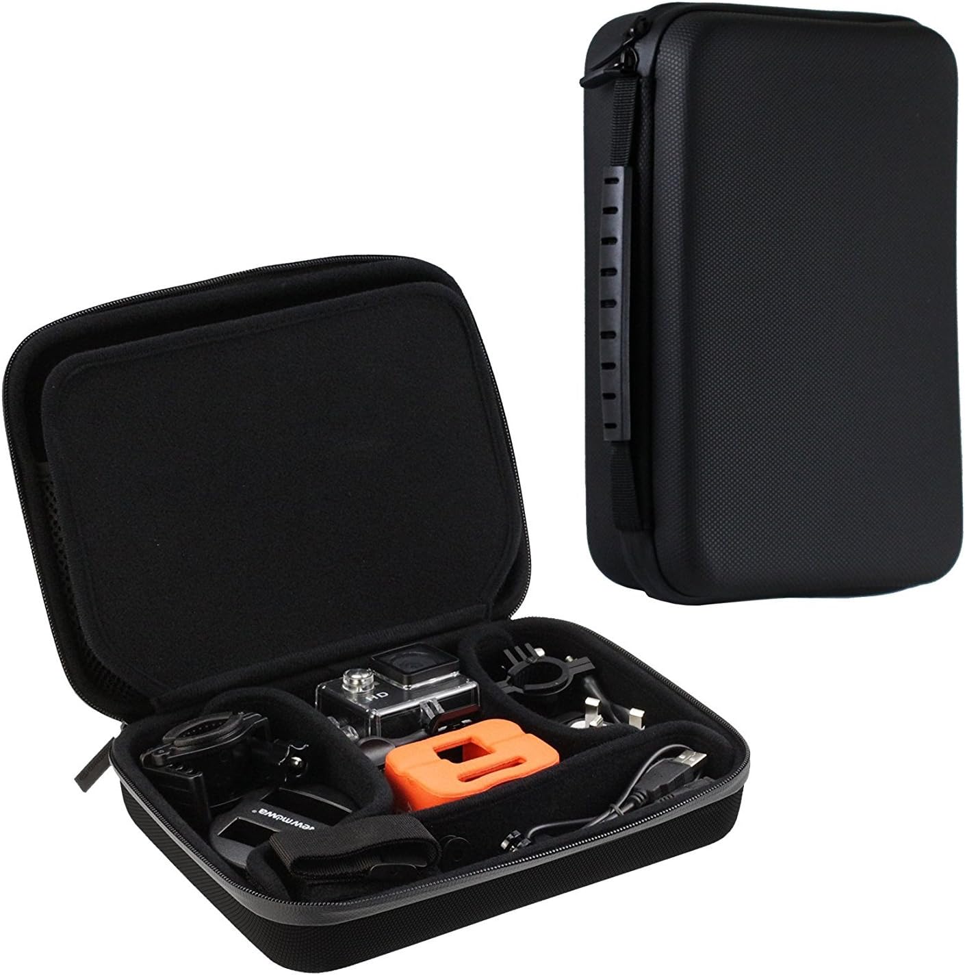 NavitechCharcoal Grey Heavy Duty Rugged Slim Line Action Cam Case/Cover Compatible with The HAMSWAN F60 Waterproof Action Camera WiFi 1080P 2-inch 170