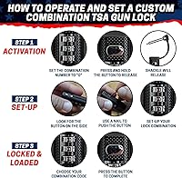 Vista 5 de TSA Approved Tactical Gun Case Lock - Protective Rubber Sleeve & Cut-Resistant MonoShaft - Secure Single Shaft Padlock for Guns Luggage Rifles